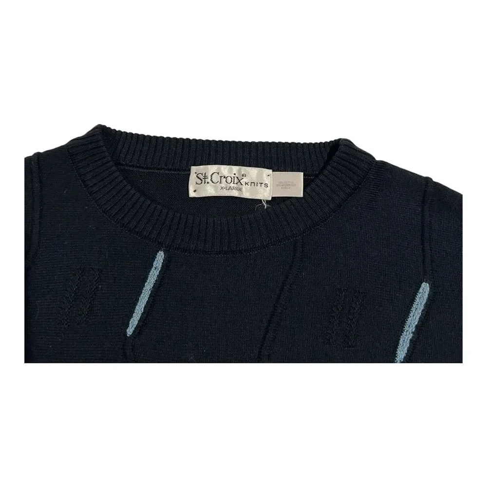 St Croix Knits HIP-HOP textured Vintage 90s Sweater Men's‎ Size XL Navy Blue